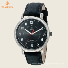 Timesea Originals Silver-Tone Watch with Black Leather Band 72500